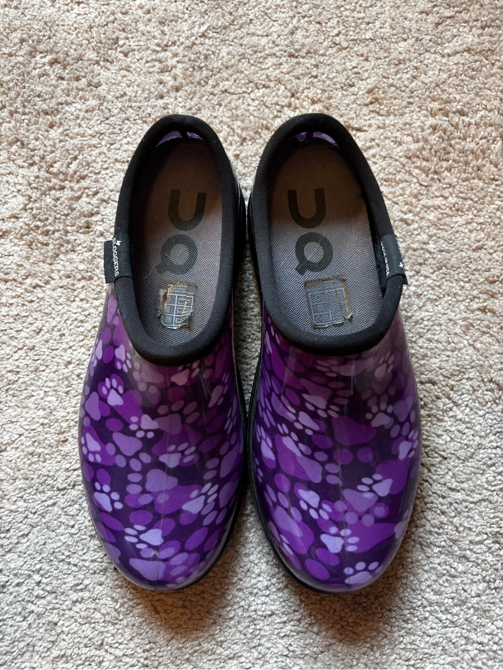Sloggers Purple Paw-Print Slip-On Waterproof Clogs
